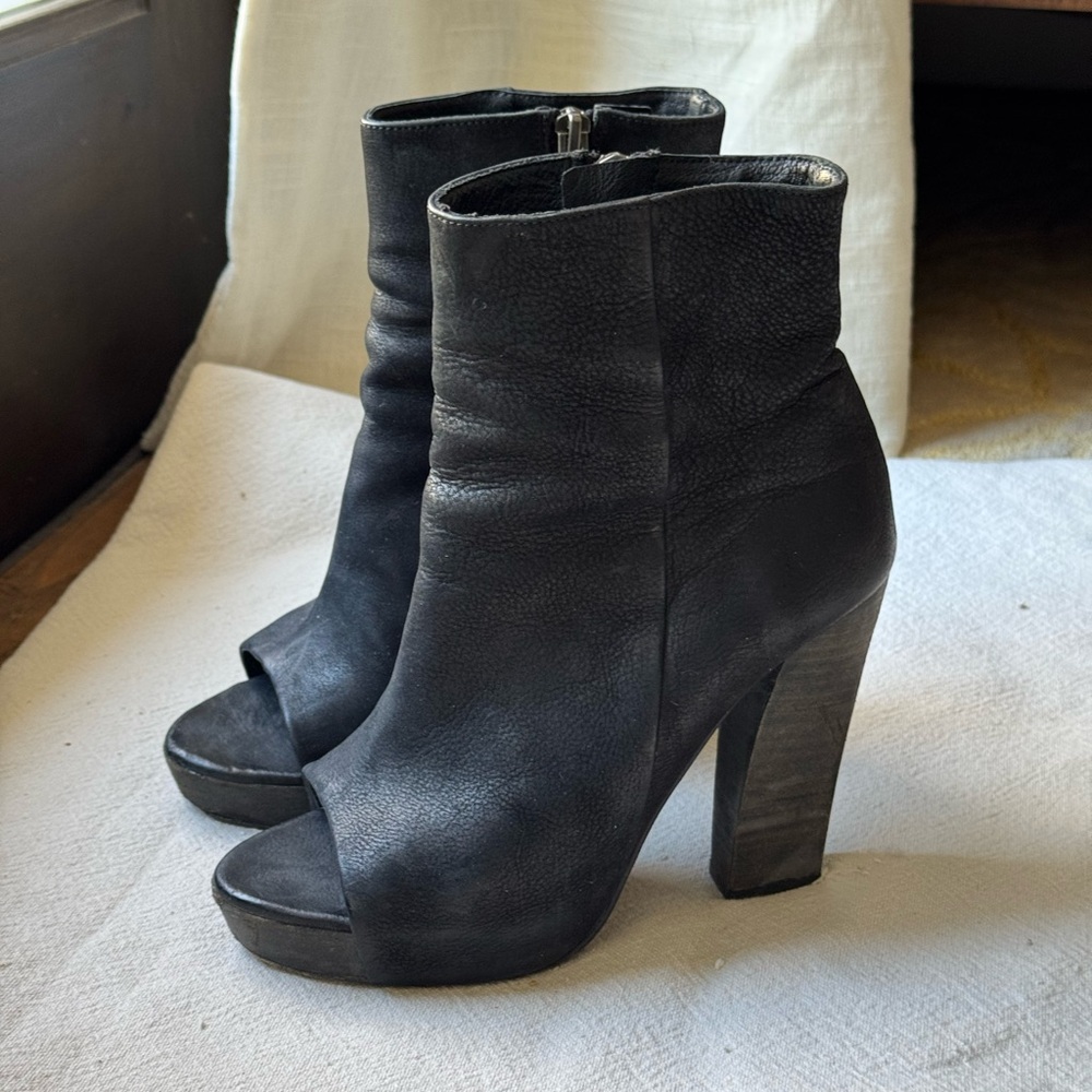 Zadig & Voltaire Black Peep-Toe Platform Ankle Boots